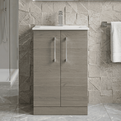 [BFLE2501B] Bramshall Contemporary 2 Soft Close Doors Floor Standing Vanity Basin Unit, Choice of Size/Basin Type/Colour - Silo