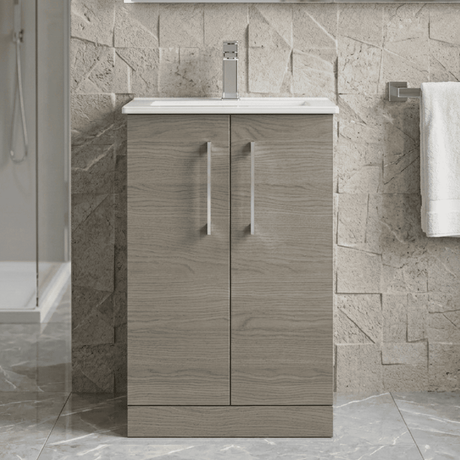 [BFLE2501B] Bramshall Contemporary 2 Soft Close Doors Floor Standing Vanity Basin Unit, Choice of Size/Basin Type/Colour - Silo