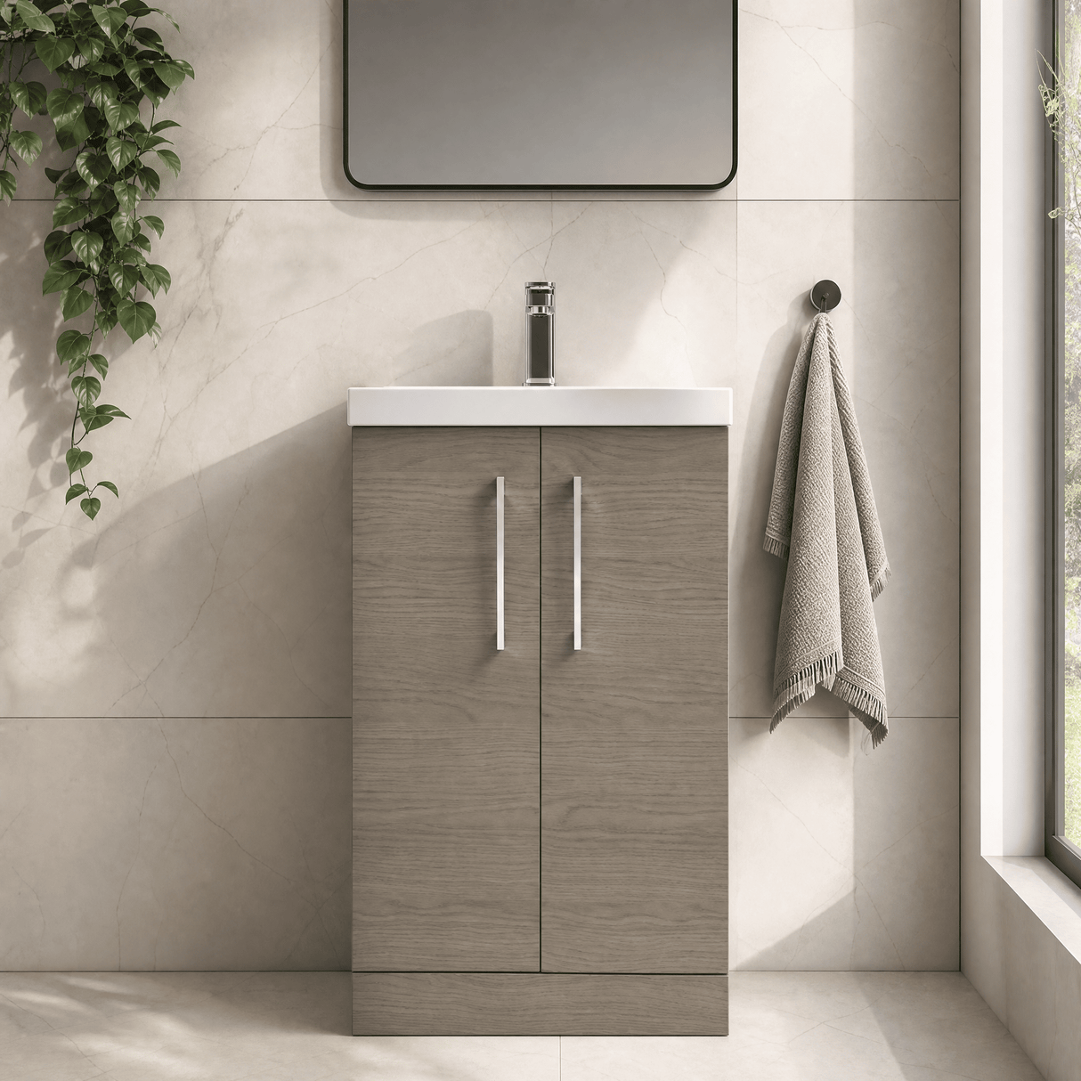 [BFLE2501D] Bramshall Contemporary 2 Soft Close Doors Floor Standing Vanity Basin Unit, Choice of Size/Basin Type/Colour - Silo