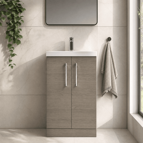 [BFLE2501D] Bramshall Contemporary 2 Soft Close Doors Floor Standing Vanity Basin Unit, Choice of Size/Basin Type/Colour - Silo