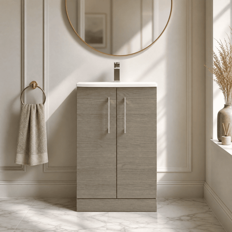 [BFLE2501G] Bramshall Contemporary 2 Soft Close Doors Floor Standing Vanity Basin Unit, Choice of Size/Basin Type/Colour - Silo