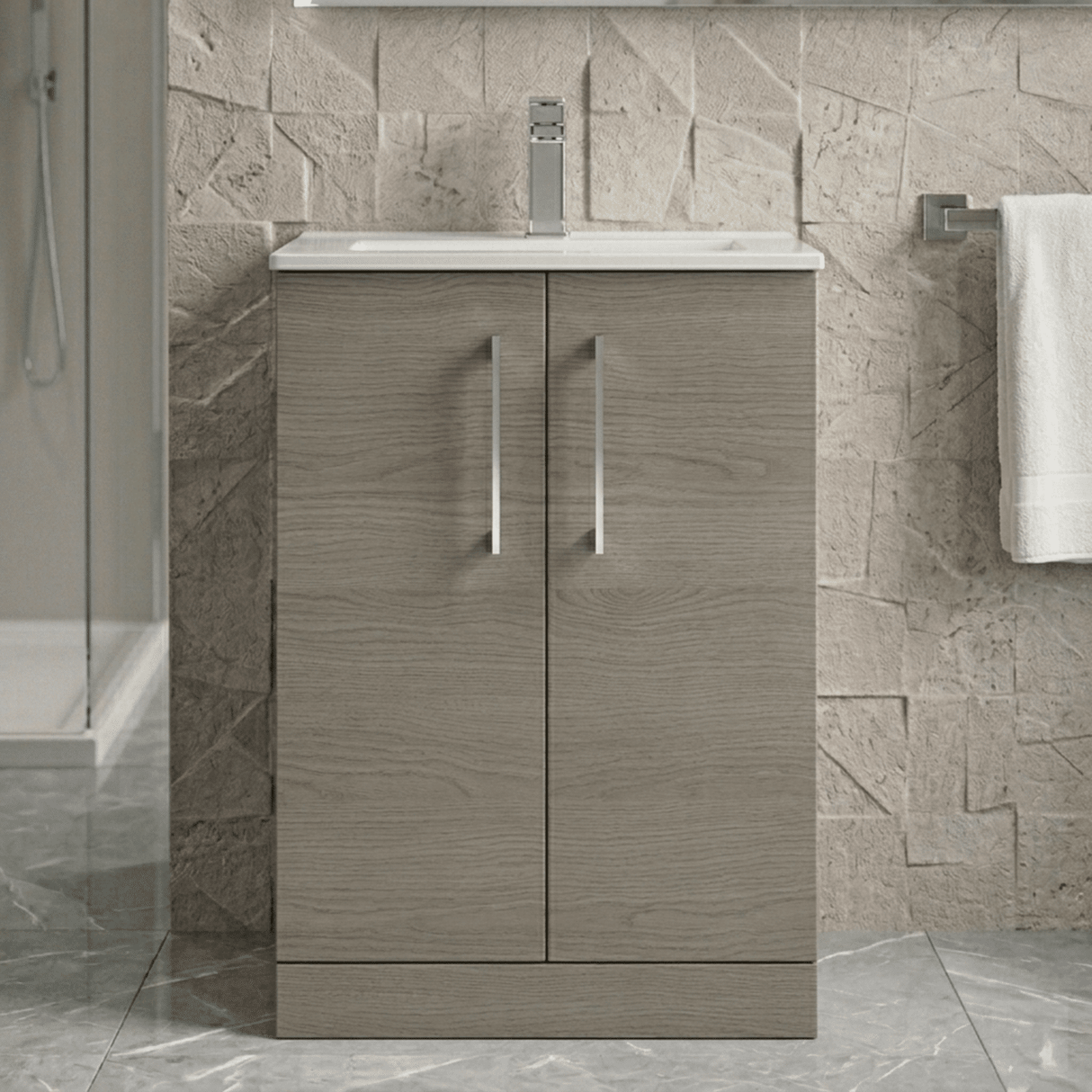 [BFLE2503B] Bramshall Contemporary 2 Soft Close Doors Floor Standing Vanity Basin Unit, Choice of Size/Basin Type/Colour - Silo