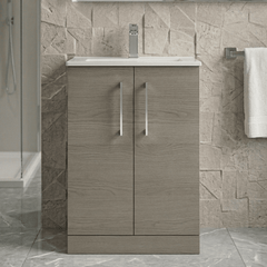 [BFLE2503B] Bramshall Contemporary 2 Soft Close Doors Floor Standing Vanity Basin Unit, Choice of Size/Basin Type/Colour - Silo