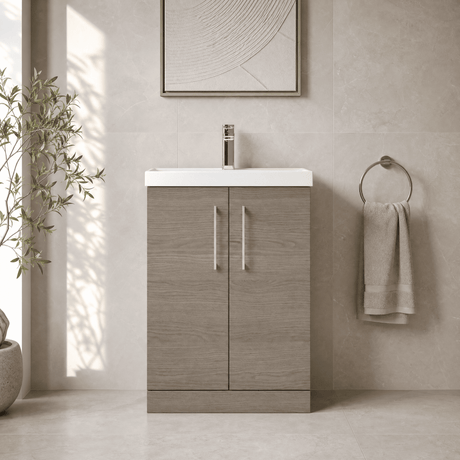 [BFLE2503D] Bramshall Contemporary 2 Soft Close Doors Floor Standing Vanity Basin Unit, Choice of Size/Basin Type/Colour - Silo