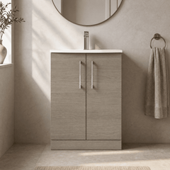 [BFLE2503G] Bramshall Contemporary 2 Soft Close Doors Floor Standing Vanity Basin Unit, Choice of Size/Basin Type/Colour - Silo