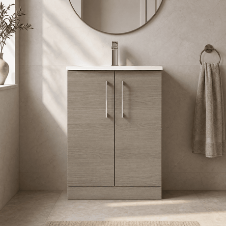 [BFLE2503G] Bramshall Contemporary 2 Soft Close Doors Floor Standing Vanity Basin Unit, Choice of Size/Basin Type/Colour - Silo