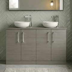 [BFLE2503W2] Bramshall Contemporary 4 Door Floor Standing Vanity Unit with Worktop, 1200mm, Choice of Colour - Studio Shot
