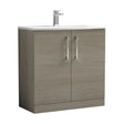 [BFLE2505G] Balterley  Modern Bathroom Floor Standing 2-Door Vanity & Curved Basin, Solace Oak, 800mm - Cutout