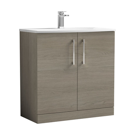[BFLE2505G] Balterley  Modern Bathroom Floor Standing 2-Door Vanity & Curved Basin, Solace Oak, 800mm - Cutout