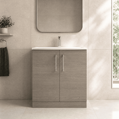 [BFLE2505G] Bramshall Contemporary 2 Soft Close Doors Floor Standing Vanity Basin Unit, Choice of Size/Basin Type/Colour - Silo
