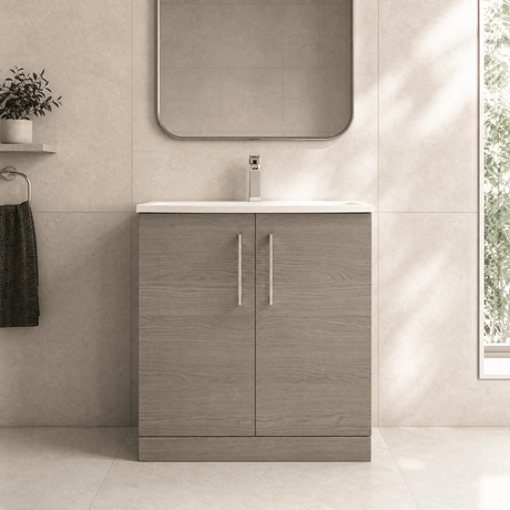 [BFLE2505G] Bramshall Contemporary 2 Soft Close Doors Floor Standing Vanity Basin Unit, Choice of Size/Basin Type/Colour - Silo