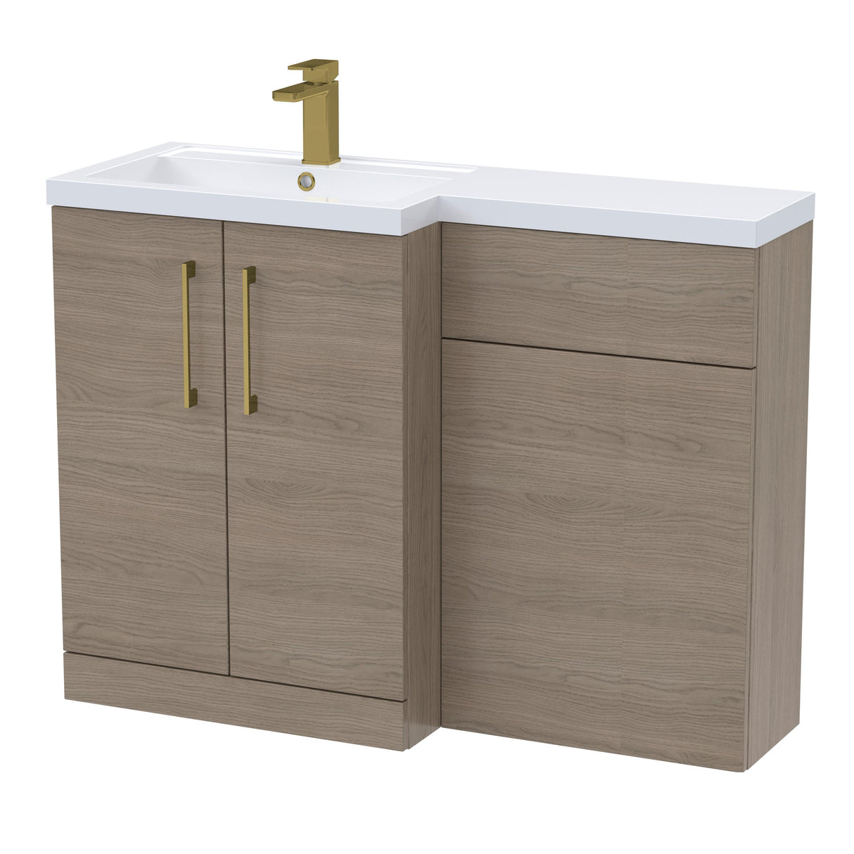 Bathroom Vanity Unit with Basin & WC Unit, Left Hand, 1100mm x 390mm - Choice of Colour