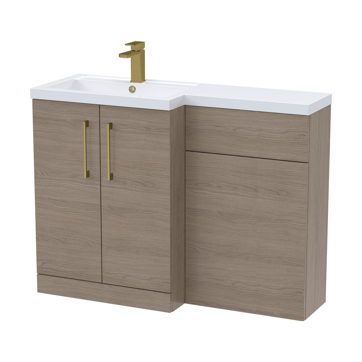 [BFLE2511LH017] Bramshall Combination Vanity Unit with Basin & WC, Left Hand, 1100mm x 390mm - Choice of Colour and Handle Finish - Cutout