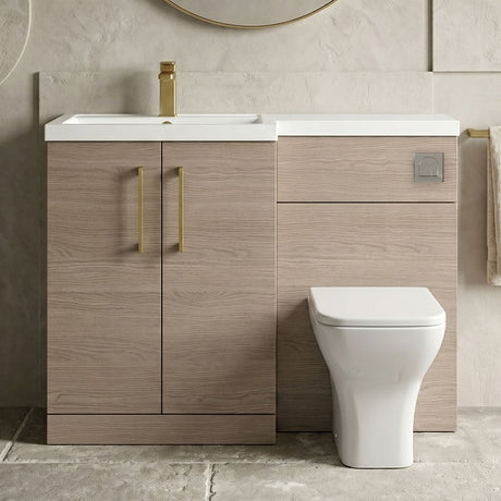 [BFLE2511LH017] Bramshall Combination Vanity Unit with Basin & WC, Left Hand, 1100mm x 390mm - Choice of Colour and Handle Finish - Silo