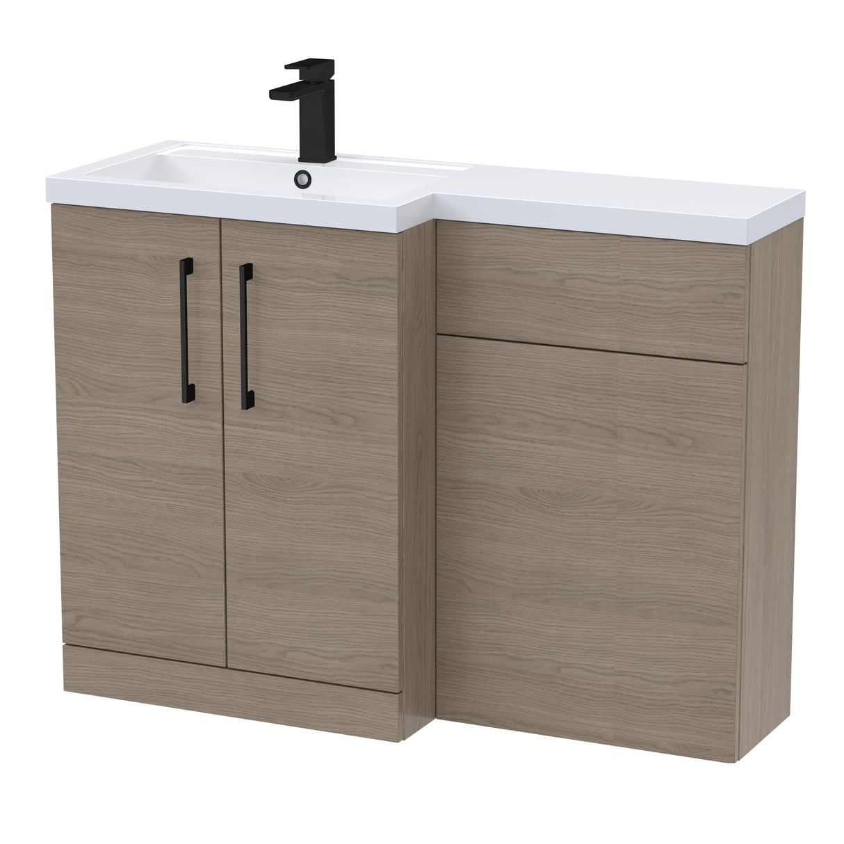 Bathroom Vanity Unit with Basin & WC Unit, Left Hand, 1100mm x 390mm - Choice of Colour