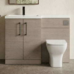 [BFLE2511LH018] Bramshall Combination Vanity Unit with Basin & WC, Left Hand, 1100mm x 390mm - Choice of Colour and Handle Finish - Silo