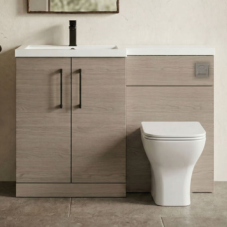 [BFLE2511LH018] Bramshall Combination Vanity Unit with Basin & WC, Left Hand, 1100mm x 390mm - Choice of Colour and Handle Finish - Silo