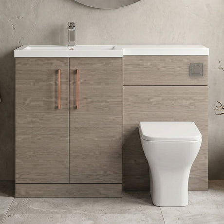 [BFLE2511LH019] Bramshall Combination Vanity Unit with Basin & WC, Left Hand, 1100mm x 390mm - Choice of Colour and Handle Finish - Silo