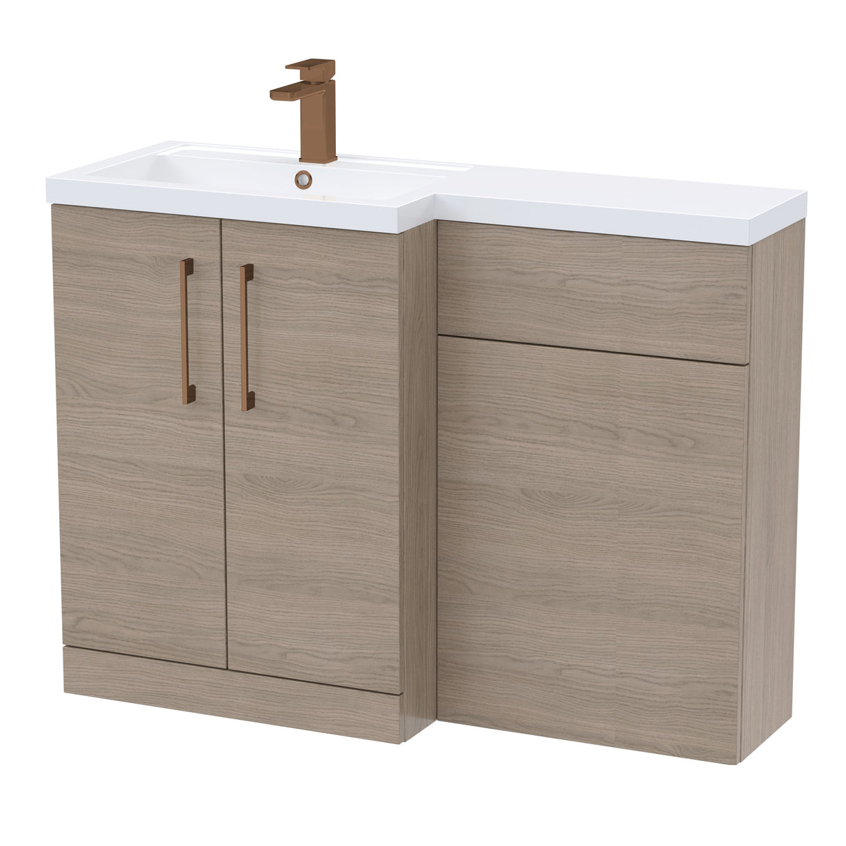 Bathroom Vanity Unit with Basin & WC Unit, Left Hand, 1100mm x 390mm - Choice of Colour