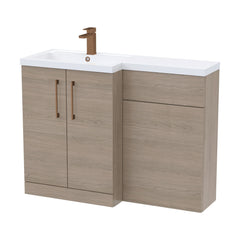 [BFLE2511LH1516] Bramshall Combination Vanity Unit with Basin & WC, Left Hand, 1100mm x 390mm - Choice of Colour and Handle Finish - Cutout
