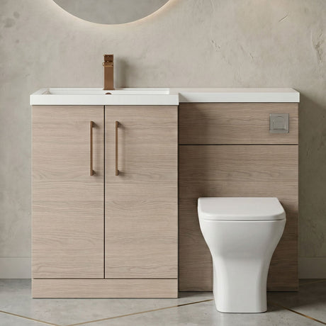 [BFLE2511LH1516] Bramshall Combination Vanity Unit with Basin & WC, Left Hand, 1100mm x 390mm - Choice of Colour and Handle Finish - Silo