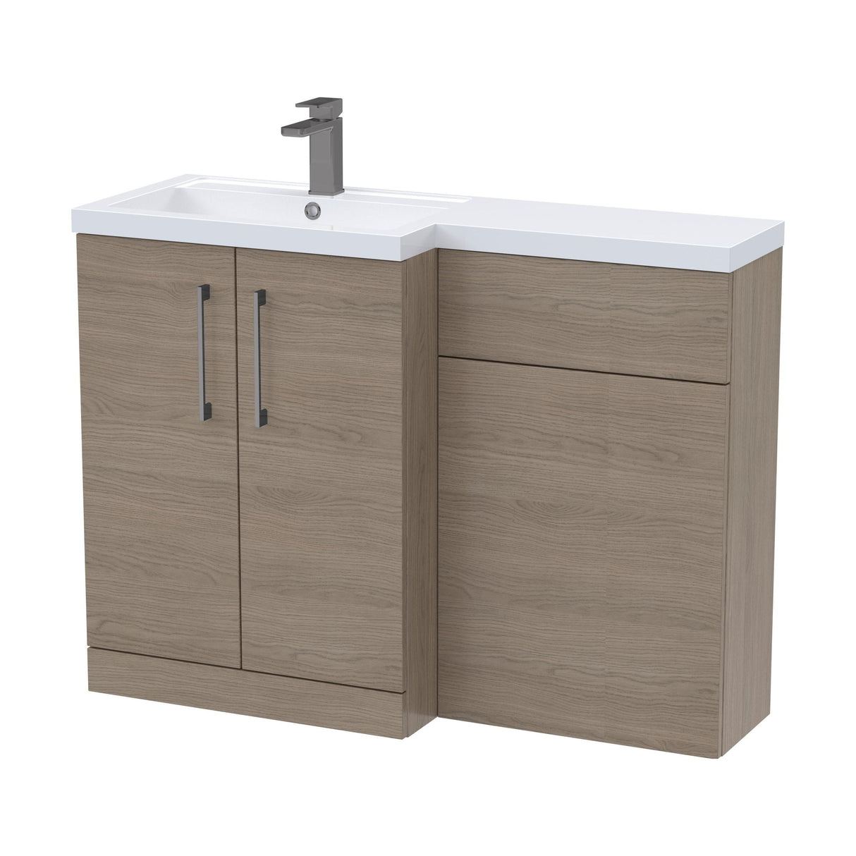 [BFLE2511LH716] Bramshall Combination Vanity Unit with Basin & WC, Left Hand, 1100mm x 390mm - Choice of Colour and Handle Finish - Cutout