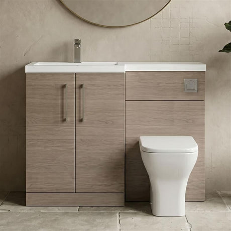 [BFLE2511LH716] Bramshall Combination Vanity Unit with Basin & WC, Left Hand, 1100mm x 390mm - Choice of Colour and Handle Finish - Silo