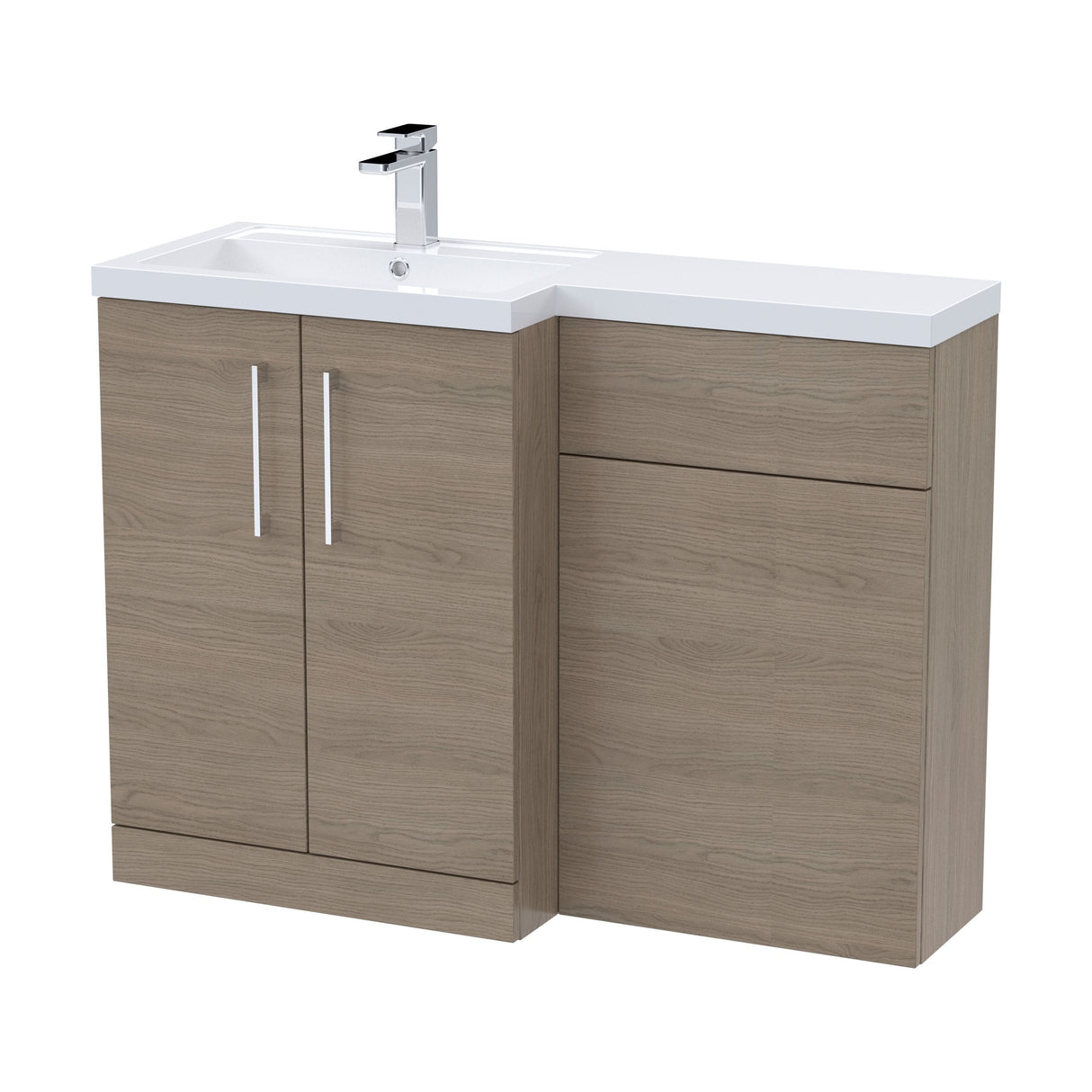 [BFLE2511L] Bramshall Combination Vanity Unit with Basin & WC, Left Hand, 1100mm x 390mm - Choice of Colour and Handle Finish - Cutout