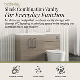 Bathroom Vanity Unit with Basin & WC Unit, Left Hand, 1100mm x 390mm - Choice of Colour
