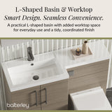 Bathroom Vanity Unit with Basin & WC Unit, Left Hand, 1100mm x 390mm - Choice of Colour