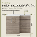 Bathroom Vanity Unit with Basin & WC Unit, Left Hand, 1100mm x 390mm - Choice of Colour