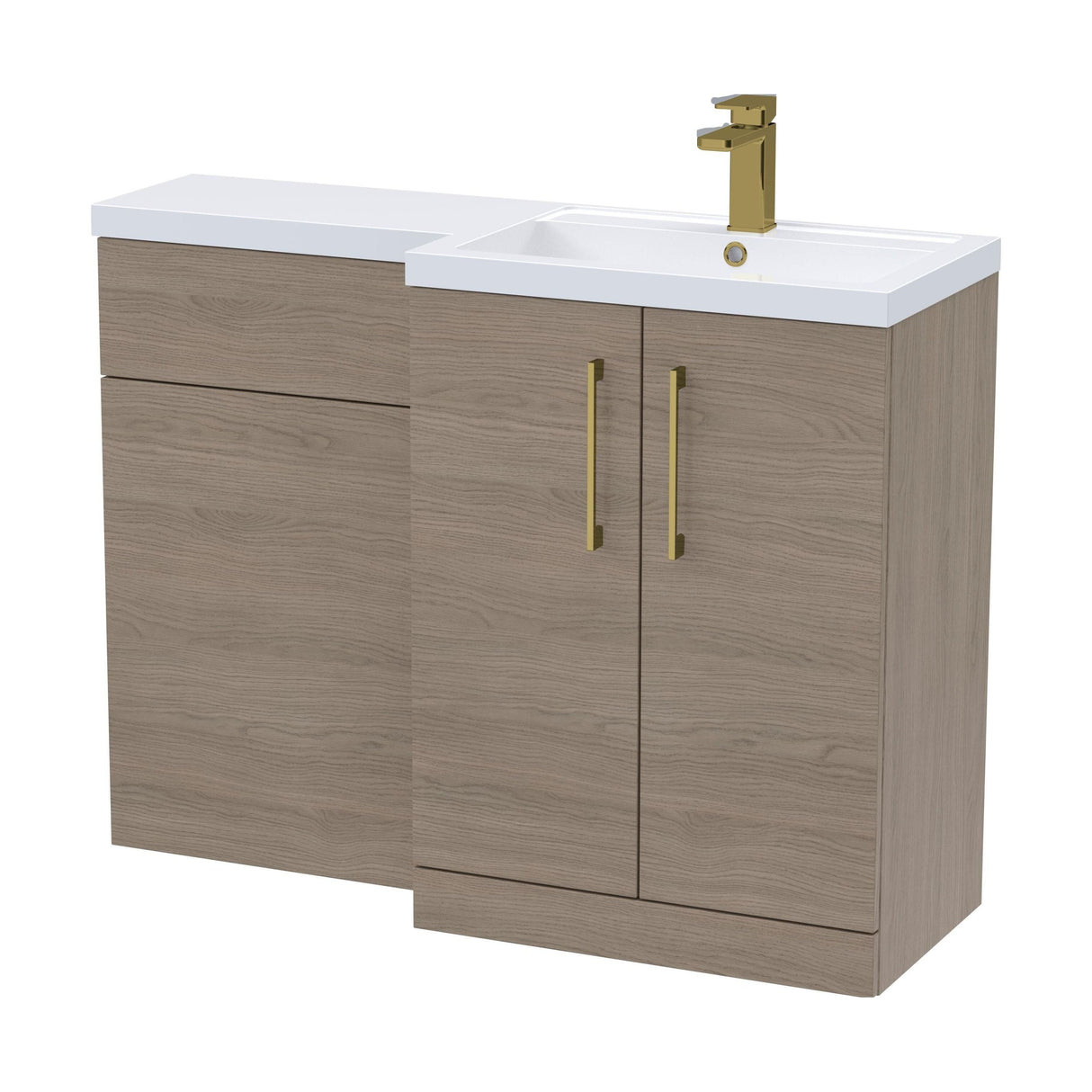 [BFLE2511RH017] Bramshall Combination Vanity Unit with Basin & WC, Right Hand, 1100mm x 390mm - Choice of Colour and Handle Finish - Cutout