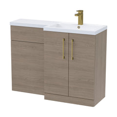[BFLE2511RH017] Bramshall Combination Vanity Unit with Basin & WC, Right Hand, 1100mm x 390mm - Choice of Colour and Handle Finish - Cutout