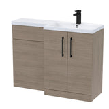 Bathroom Vanity Unit with Basin & WC, Right Hand, 1100mm x 390mm - Choice of Colour