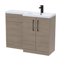 [BFLE2511RH018] Bramshall Combination Vanity Unit with Basin & WC, Right Hand, 1100mm x 390mm - Choice of Colour and Handle Finish - Cutout