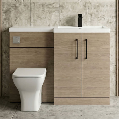 [BFLE2511RH018] Bramshall Combination Vanity Unit with Basin & WC, Right Hand, 1100mm x 390mm - Choice of Colour and Handle Finish - Silo