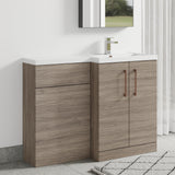 Bramshall Combination Vanity Unit with Basin & WC, Right Hand, 1100mm x 390mm - Choice of Colour and Handle Finish
