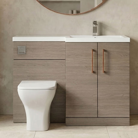 [BFLE2511RH019] Bramshall Combination Vanity Unit with Basin & WC, Right Hand, 1100mm x 390mm - Choice of Colour and Handle Finish - Silo