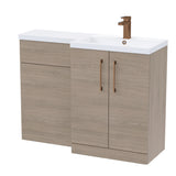 Bathroom Vanity Unit with Basin & WC, Right Hand, 1100mm x 390mm - Choice of Colour
