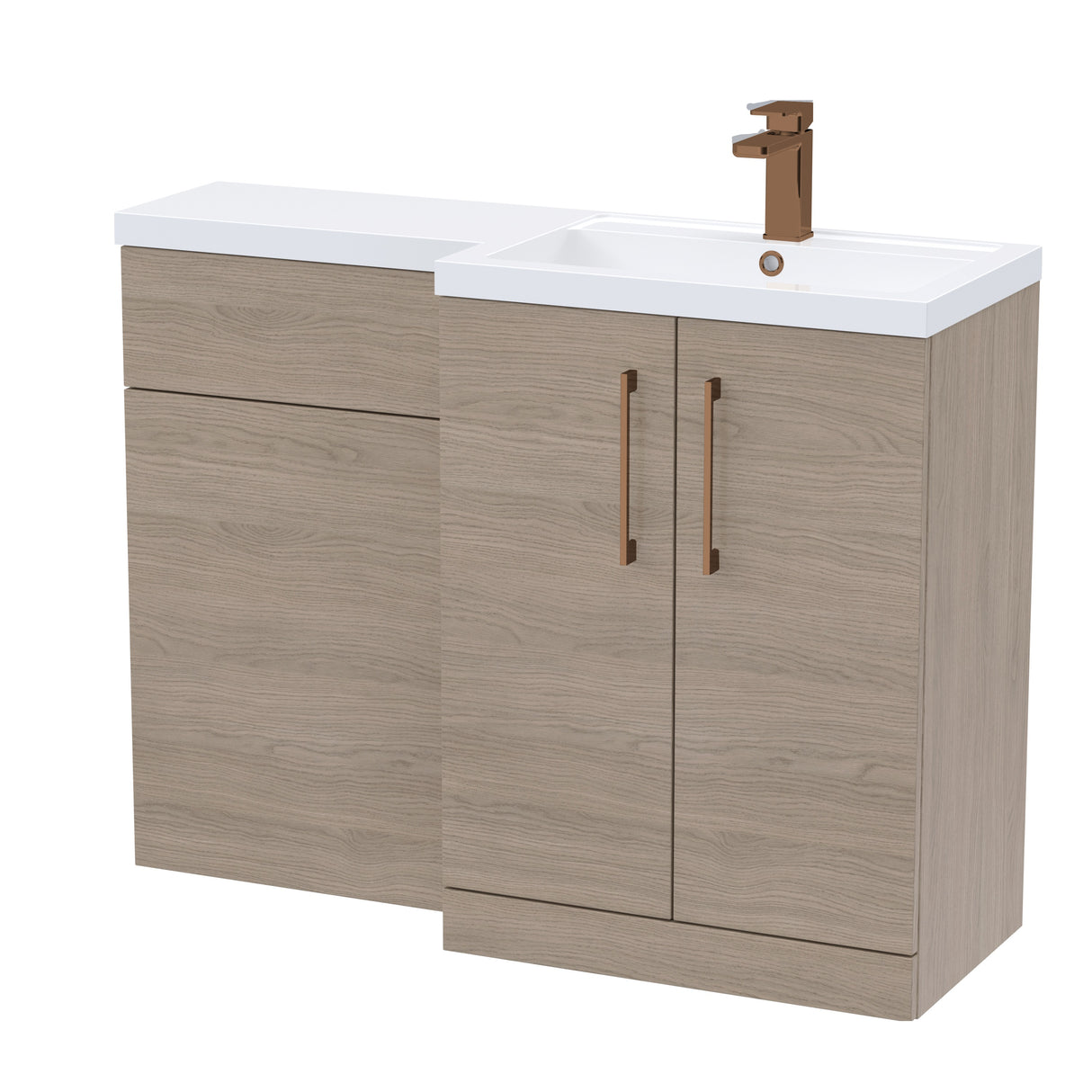 Bathroom Vanity Unit with Basin & WC, Right Hand, 1100mm x 390mm - Choice of Colour