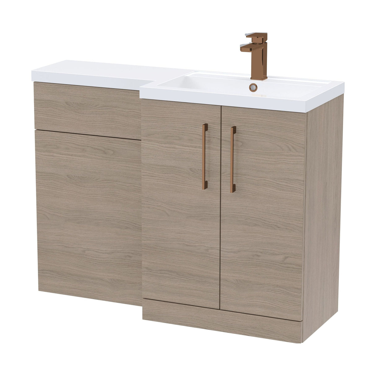 [BFLE2511RH1516] Bramshall Combination Vanity Unit with Basin & WC, Right Hand, 1100mm x 390mm - Choice of Colour and Handle Finish - Cutout