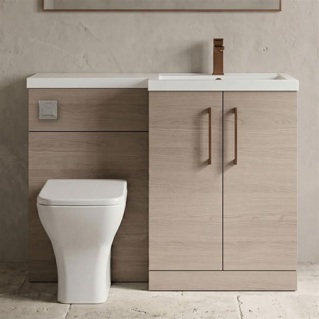 [BFLE2511RH1516] Bramshall Combination Vanity Unit with Basin & WC, Right Hand, 1100mm x 390mm - Choice of Colour and Handle Finish - Silo