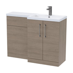 [BFLE2511RH716] Bramshall Combination Vanity Unit with Basin & WC, Right Hand, 1100mm x 390mm - Choice of Colour and Handle Finish - Cutout