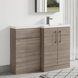 Bramshall Combination Vanity Unit with Basin & WC, Right Hand, 1100mm x 390mm - Choice of Colour and Handle Finish