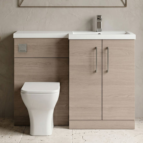 [BFLE2511RH716] Bramshall Combination Vanity Unit with Basin & WC, Right Hand, 1100mm x 390mm - Choice of Colour and Handle Finish - Silo