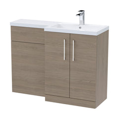 [BFLE2511R] Bramshall Combination Vanity Unit with Basin & WC, Right Hand, 1100mm x 390mm - Choice of Colour and Handle Finish - Cutout