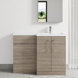 Bramshall Combination Vanity Unit with Basin & WC, Right Hand, 1100mm x 390mm - Choice of Colour and Handle Finish