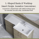 Bathroom Vanity Unit with Basin & WC, Right Hand, 1100mm x 390mm - Choice of Colour