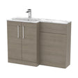 [BFLE2513L] Bramshall Contemporary 2 Door Left-Hand Floor Standing Combination Unit with Stone Basin, Solace Oak, 1100mm - Cutout