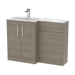 [BFLE2513L] Bramshall Contemporary 2 Door Floor Standing Combination Unit with Stone Basin, 1100mm, Choice of Orientation and Colour - Cutout
